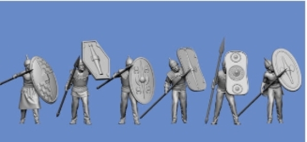 Peddinghaus 3 D Druck 1/72 72F235 6 Kelten stehend mit Speer Schildwall 2. Reihe