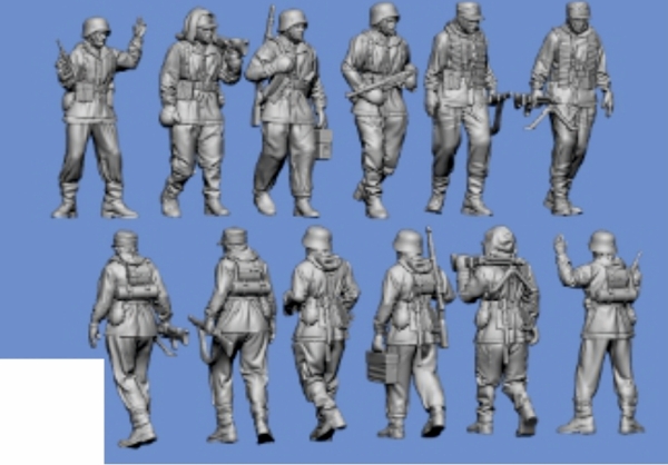 Peddinghaus 3 D Druck 1/72 72F259 6 Waffen SS Grenadiere gehend im Winterzeug Rußland