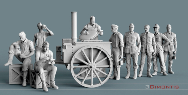 Peddinghaus 3 D Druck 72F374 Deutsche Feldküche und 9 Soldaten
