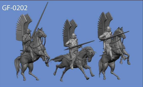 72F418 Polnische Flügelhussaren gallopierend