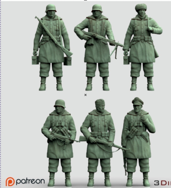 Peddinghaus 3 D Druck 1/72 72F431 6 Grenadiere der Totenkopfdivision Winter in  Rußland