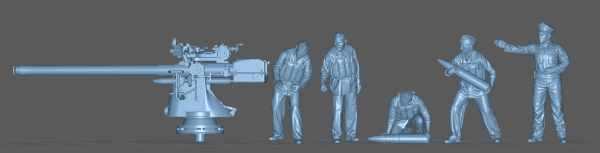 Peddinghaus 3D Druck 1-72 72F467 8,8 cm U-Boot Geschütz mit 5 Mann Bedienung