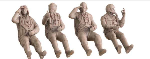 Peddinghaus 3D Druck 72F470 4 Piloten( 1 Japaner WWII, moderner Pilot Frankreich-Italien-USAF)