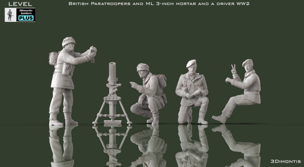 Peddinghaus 3D Druck 1-72 72F480 WWII British Paratroopers and ML 3-Inch Mortar & a Driver