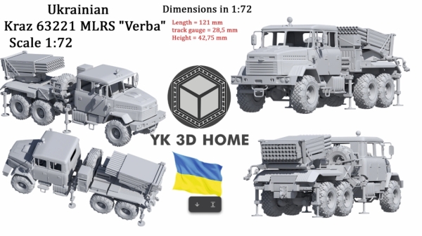 Peddinghaus 3 D Druck 1/72 72Y010 Ukrainian KrAZ 63221 MLRS Verba