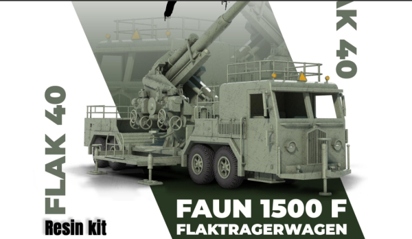 Peddinghaus 3 D Druck 1/72 72Y051 Faun 1500  mit 12,8 cm Flak 40
