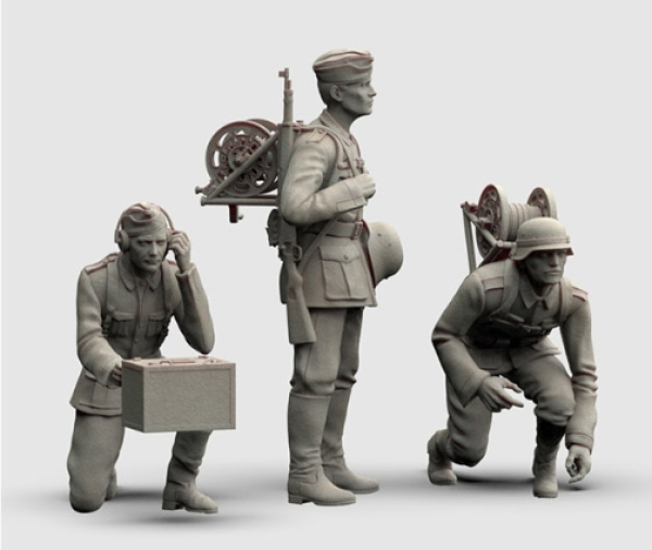 Peddinghaus 3 D Druck 1/72 72F364 3 Deutsche Soldaten Fernsprechtrupp