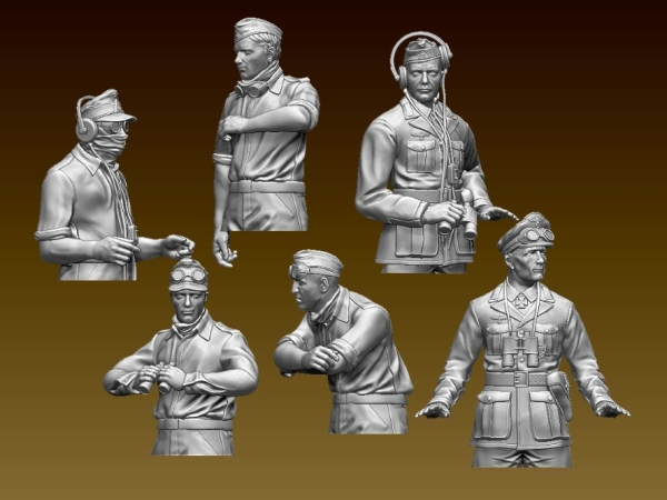 Peddinghaus 3 D Druck 1/72 72F068 DAK Panzercrew mit Rommel - Halbfiguren