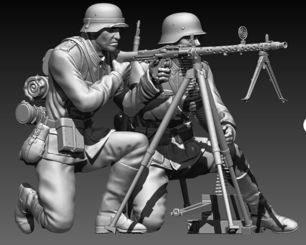 Peddinghaus 3 D Druck 1:87 87F055 MG 34 on anti aircraft tripod and crew