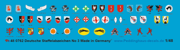 Peddinghaus-Decals 1/48  0762 Staffelwappen der deutschen Luftwaffe Jagdgeschwader Teil 3