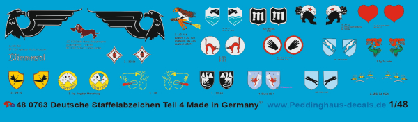 Peddinghaus-Decals 1/48  0763 Staffelwappen der deutschen Luftwaffe Jagdgeschwader Teil 4