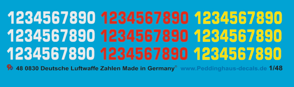 Peddinghaus-Decals 1:48 0830 German airforce numbers No 1