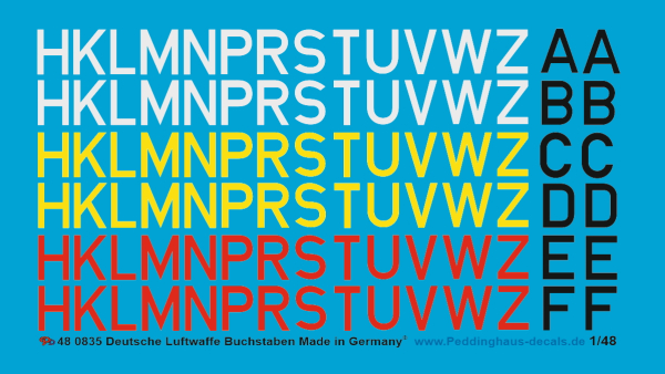 Peddinghaus-Decals 1:48 0835 Buchstaben für Flugzeuge