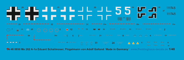 Peddinghaus-Decals 1/48 0850 Me 262 A-1a JV 44 Eduard Schallmoser