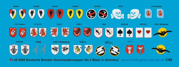 Peddinghaus-Decals 1/48 0899 Staffelwappen Deutscher Bombergeschwader Nr 2