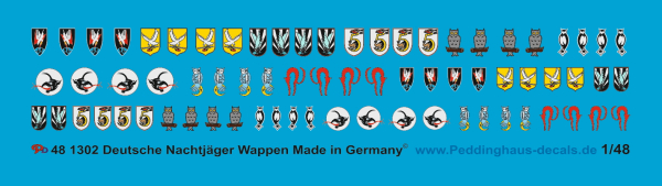 Peddinghaus-Decals 1/48 1302 Staffelwappen deutscher Nachtjäger