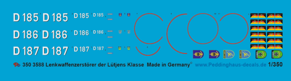 Peddinghaus-Decals 1/350 3588 Lenkwaffenzerstörer der Lütjens Klasse
