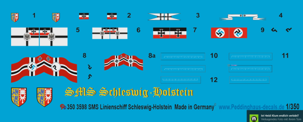 Peddinghaus-Decals 1/350 3598 Linienschiff Schleswig-Holstein