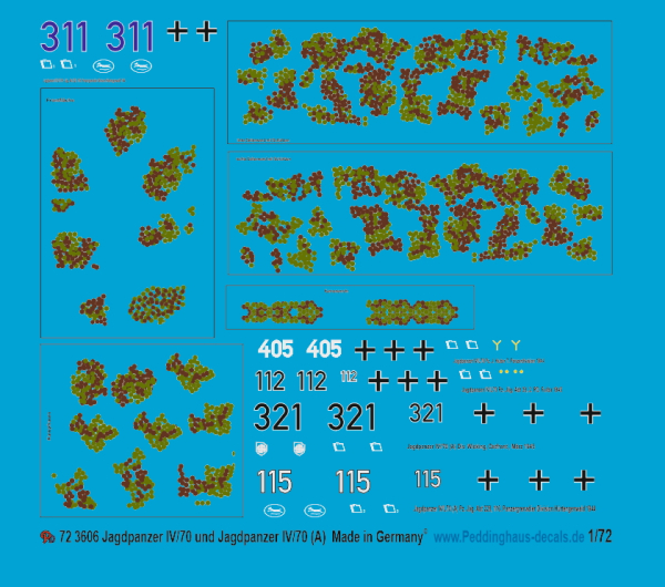 Peddinghaus-Decals 1:72 3606 Jagdpanzer IV /L70 und Jagdpanzer IV /L70 (A), davon einer mit Kreistarnung