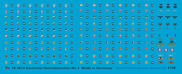 Peddinghaus-Decals 1:16 3614 Deutsche Helmabzeichen No 3 Freiwilligenverbände