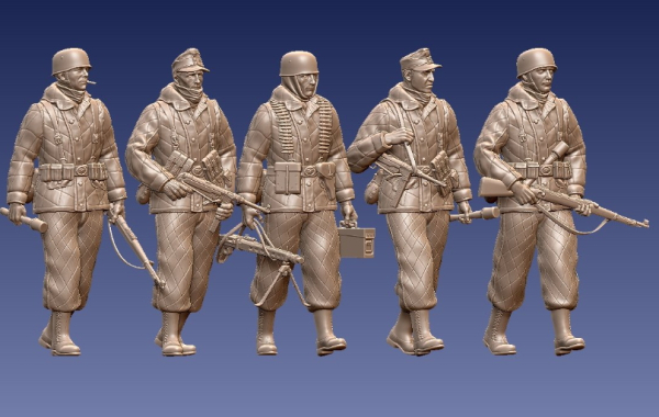 Peddinghaus 3 D Druck 1/72 72F036 5 german paras in winterdress