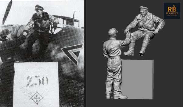 Peddinghaus 3D Druck 1-32 32279 WWII German Ace JG 52 Günther Rall & Mechanic