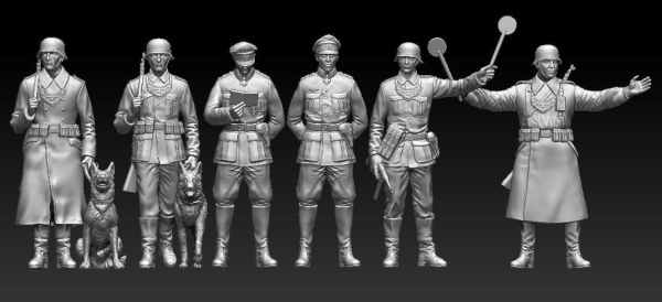 Peddinghaus 3 D Druck 1/48 48238 6 soldiers german MP with 2 dogs