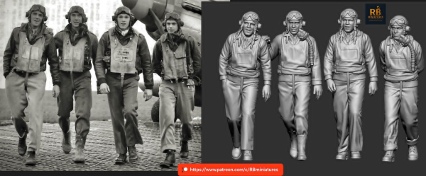 Peddinghaus 3D Druck 1-32 32330 WWII US P-51 Ace 8th AF 4 Figure Set