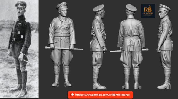 Peddinghaus 3D-Druck 32376 WWI German Aces & Legendary Leaders Rudolf Berthold