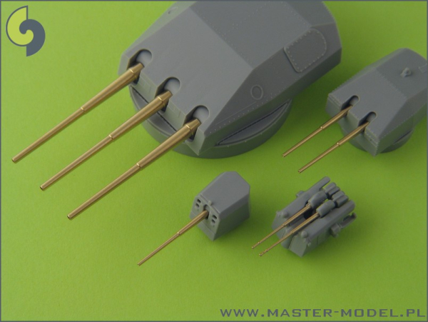 Master SM 350-057 1/350 Scharnhorst armament - for turrets without blastbags - 280mm (9pcs), 150mm (12pcs), 105mm (14pcs) barrels