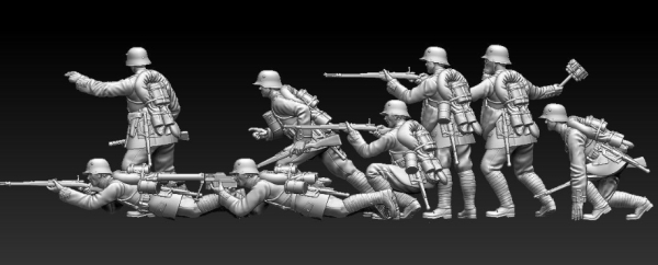 Peddinghaus 3 D Druck 1/87 87F036 8 german Storminfantery attacking 1. WK