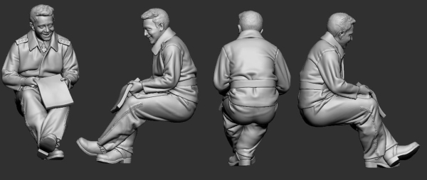 Peddinghaus 3D Druck 485602 WWII Aces JG 51 Joachim Brendel mit Klappstuhl