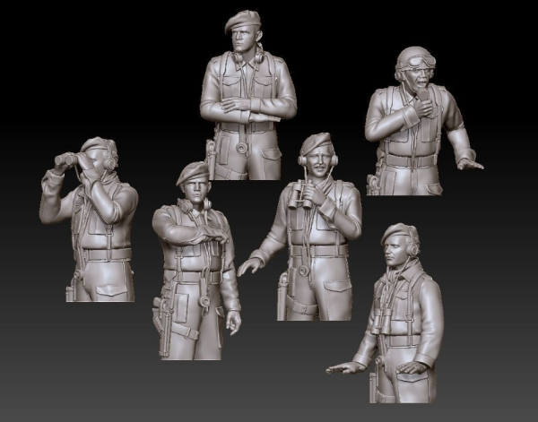 Peddinghaus 3  D Druck 1/16 English tank crew 5 Figures halffigures , 2 WW