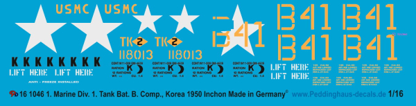 Peddinghaus-Decals 1:16 1046 M26 Pershing 1. Marines 1. Tank Bat. Korea 1950 Inchon