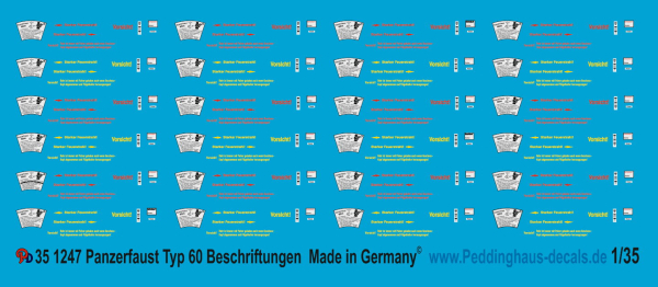 Peddinghaus-Decals 1/35 1247 Panzerfaust Beschriftungen 
