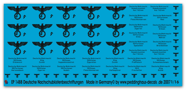 Peddinghaus-Decals 1:16 1488 Deutsche Nachschubkistenbeschriftungen