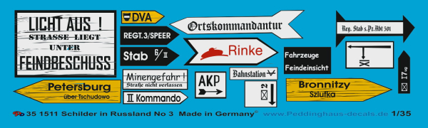 Peddinghaus-Decals 1:35  1511  Straßenschilder Russland No 3