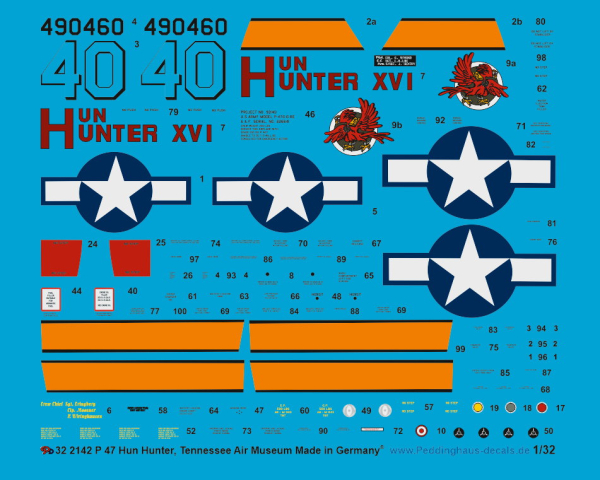 Peddinghaus 1/32 2142  P 47 Hun Hunter XVI, Museum plane Tennessee Air Museum