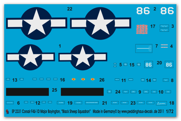 Peddinghaus-Decals 1/72 2331 Corsair F4U-1D Major Boyington "Black Sheep Squadron"