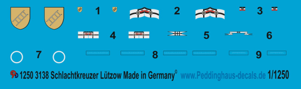 Peddinghaus-Decals 1:1250 3138 Linienschiff SMS Lützow