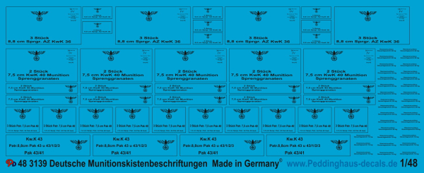 Peddinghaus-Decals 1/48 3139 Deutsche Munitionskisten Beschriftungen