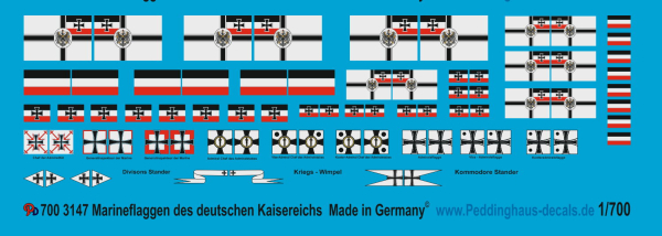 Peddinghaus-Decals 1:700 3147 Marineflaggen des deutschen Kaisereichs