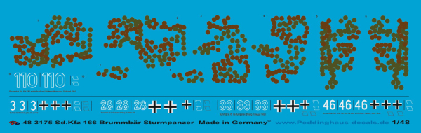 Peddinghaus-Decals 1/48 3175 Sd. Kfz 166 Brumbär -  5 versions 1 with late camoflage