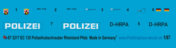 Peddinghaus 1/87 3217 EC 135 german police helicopter Rheinland Pfalz