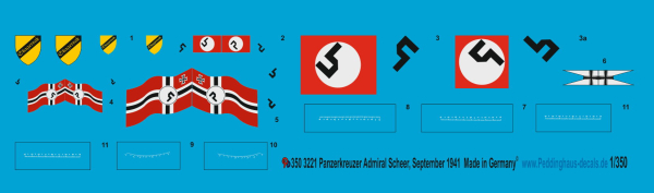 Peddinghaus-Decals  1:350 3221 Panzerkreuzer Admiral Scheer 1941