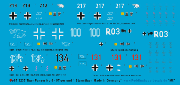 Peddinghaus 1/87 3237 Tiger tanks No 6 - 5 Tiger tanks and 1 Sturmtiger