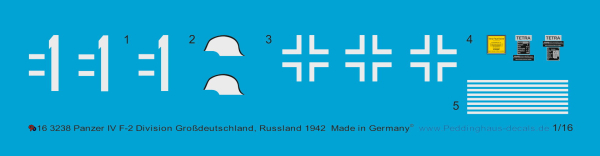 Peddinghaus-Decals 1:16  3238 Panzer IV F2 Div. Großdeutschland Russland 1942