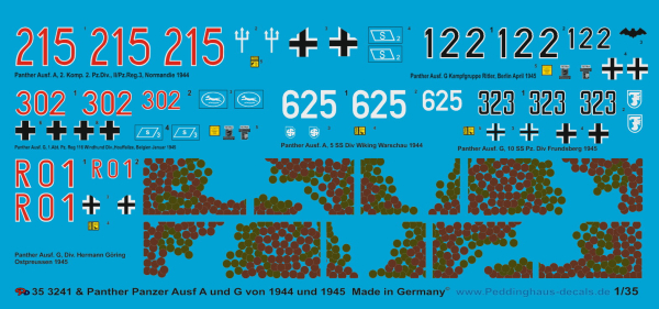 Peddinghaus-Decals 1:35 3241 6 Panther Ausf. A und G 1944-1945