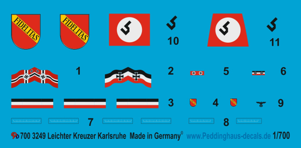 Peddinghaus-Decals 1:700  3249 Leichter Kreuzer Karlsruhe