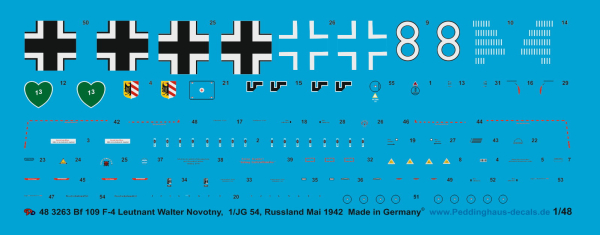 Peddinghaus-Decals 1:48 3263 109 F-4  Leutnant Walter Novotny,  1/JG 54 Russland Mai 1942